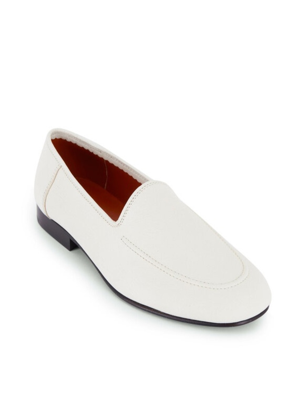 The Row Moccasin Milk Grain Leather Flat